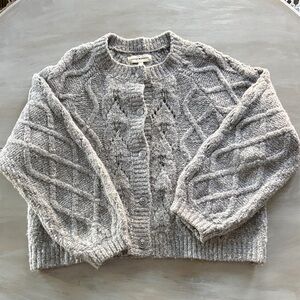 Lucky Brand Light Gray Cable Knit Cardigan